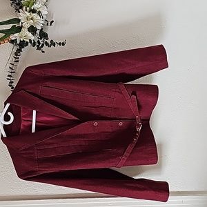 Women's Wool Blazer with belt color Maroon